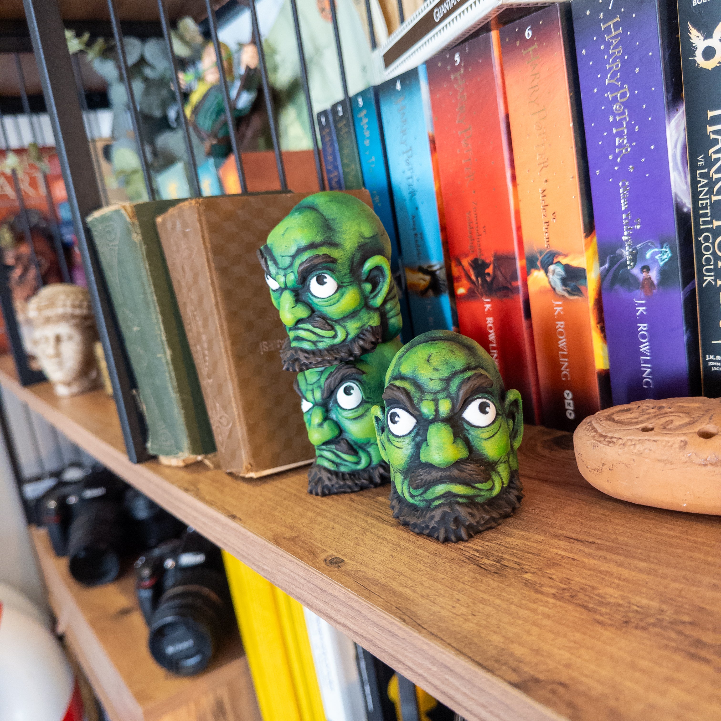 Spirited Away Kashira Head Figure | 3D Printed Hand-Painted PLA Statue | Studio Ghibli Anime Desk Decor | Yubaba's Room Collectible