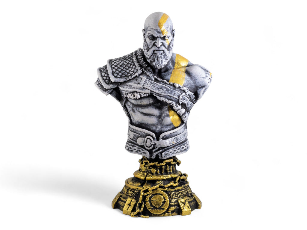 Hand Painted Kratos Figure - God of War Ragnarok Statue, Gaming Desk Decor