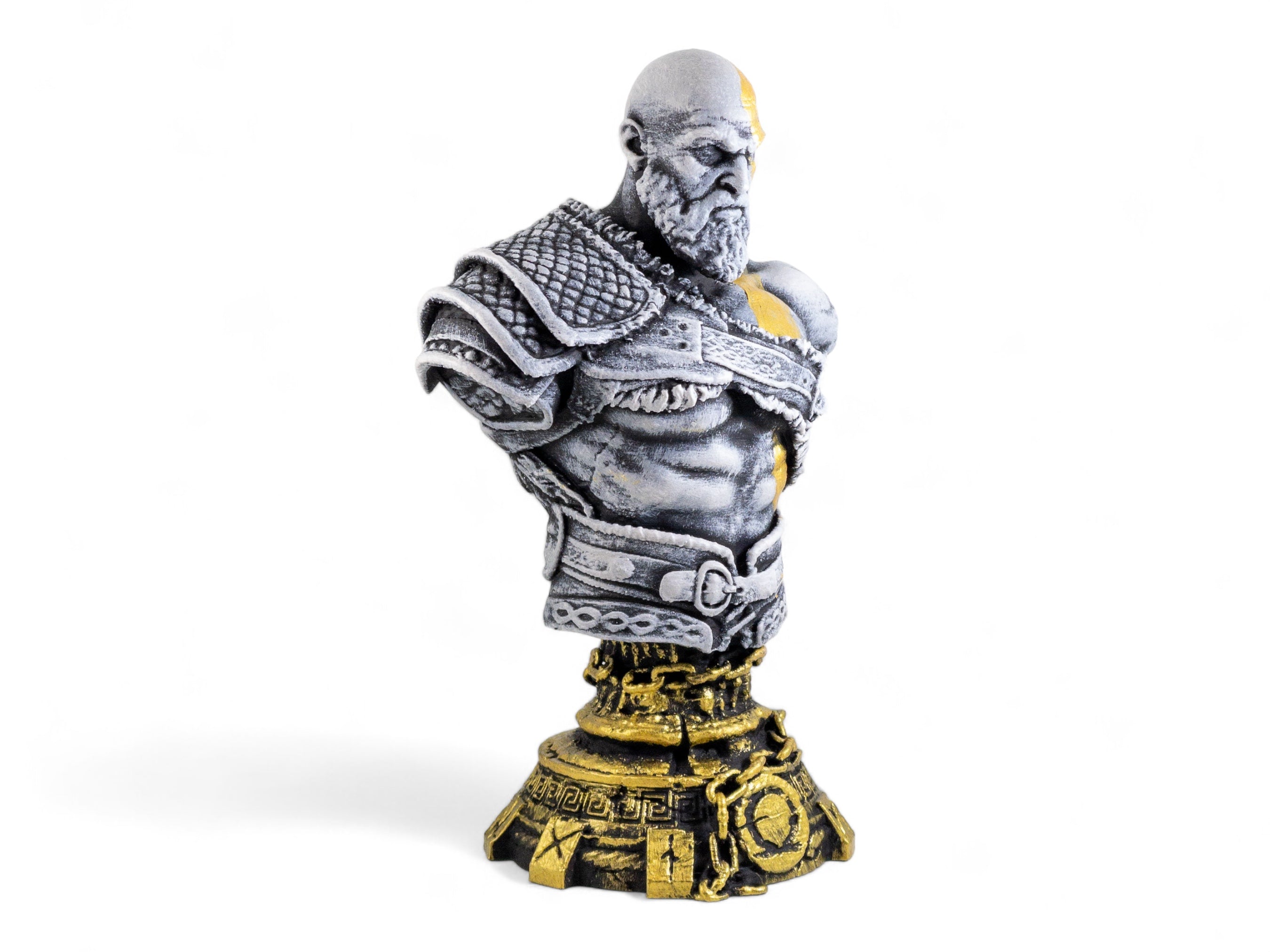 Hand Painted Kratos Figure - God of War Ragnarok Statue, Gaming Desk Decor