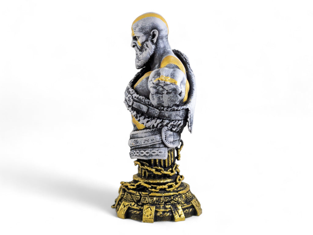 Hand Painted Kratos Figure - God of War Ragnarok Statue, Gaming Desk Decor