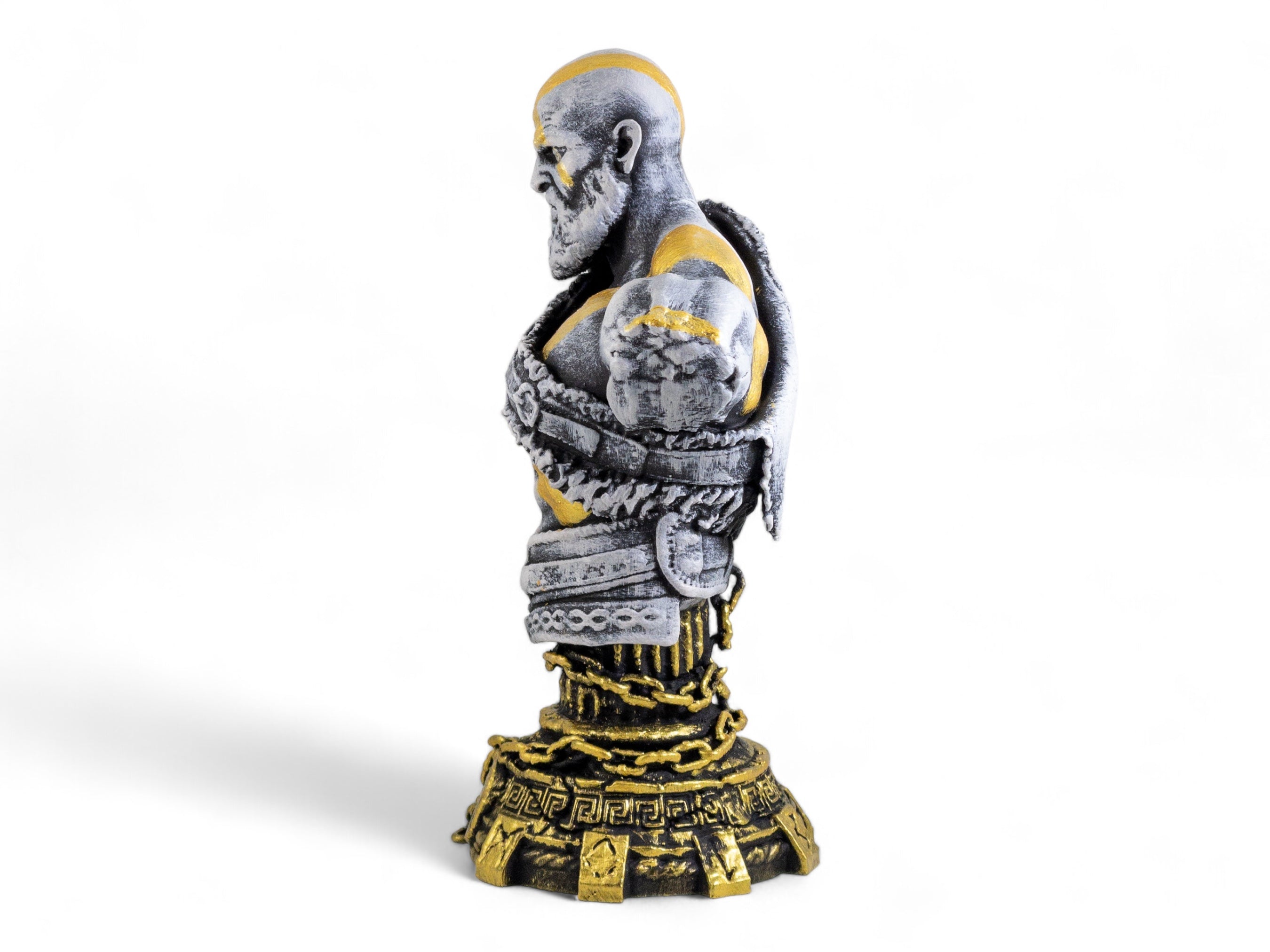 Hand Painted Kratos Figure - God of War Ragnarok Statue, Gaming Desk Decor