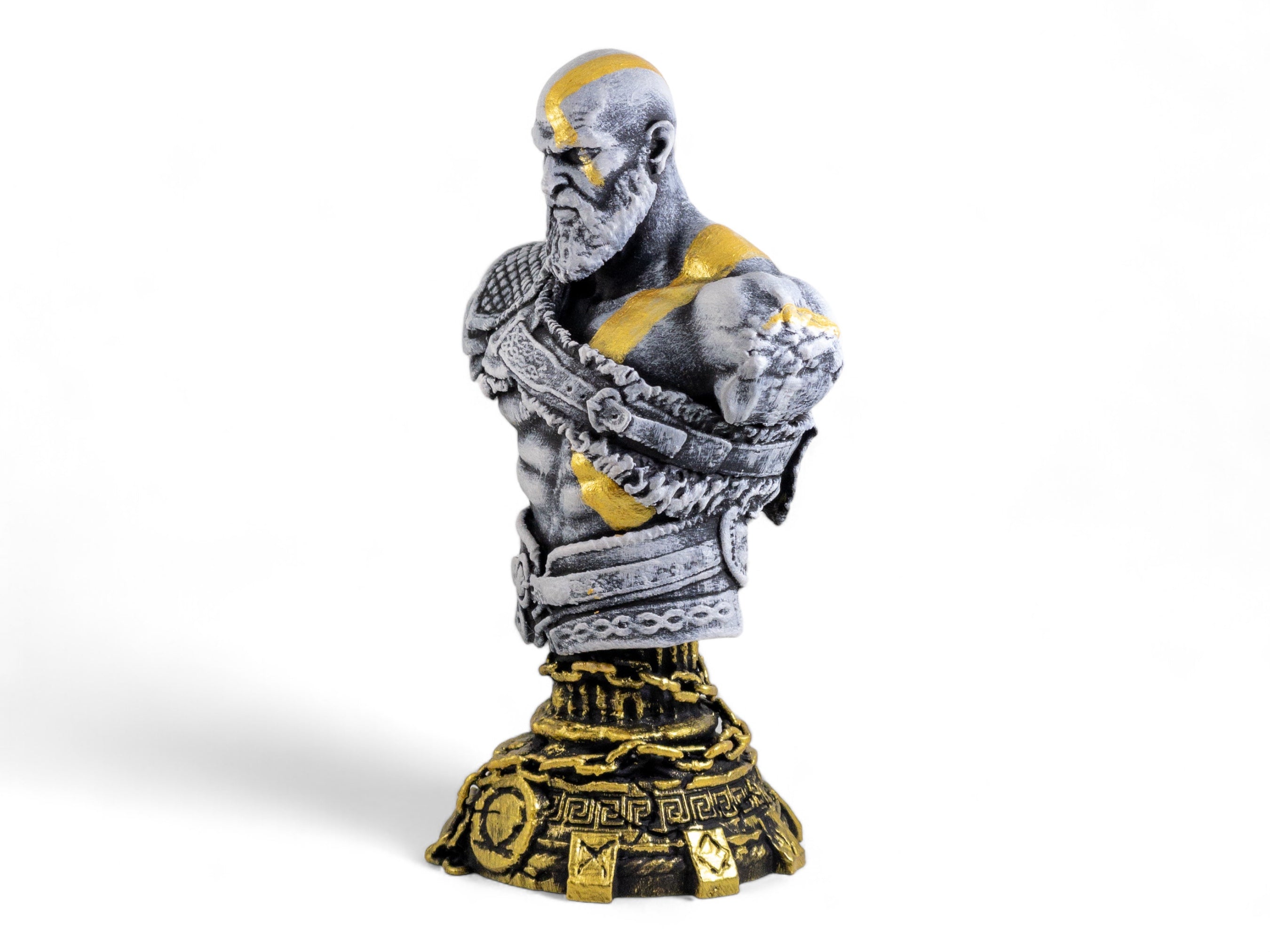 Hand Painted Kratos Figure - God of War Ragnarok Statue, Gaming Desk Decor