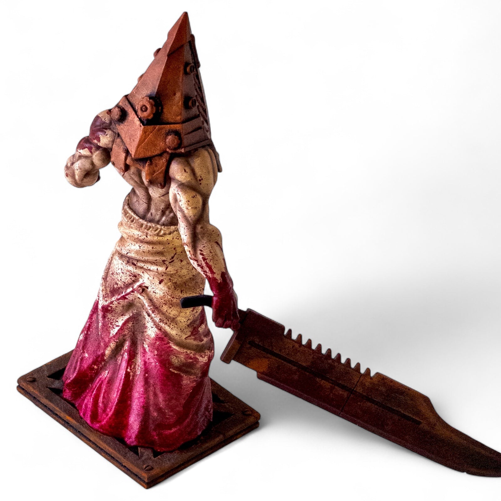 Pyramid Head Statue | Silent Hill 2 Monster Figure | 3D Printed Hand-Painted PLA Collectible | Creepy Horror Game Decor