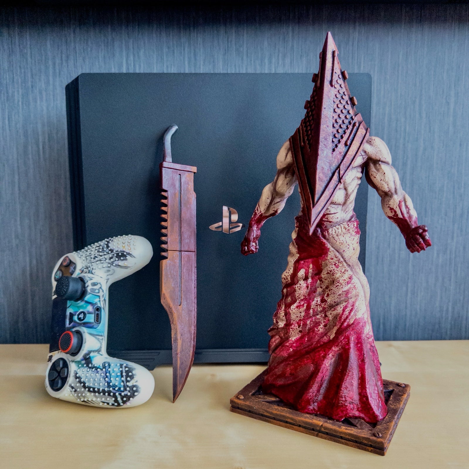 Pyramid Head Statue | Silent Hill 2 Monster Figure | 3D Printed Hand-Painted PLA Collectible | Creepy Horror Game Decor