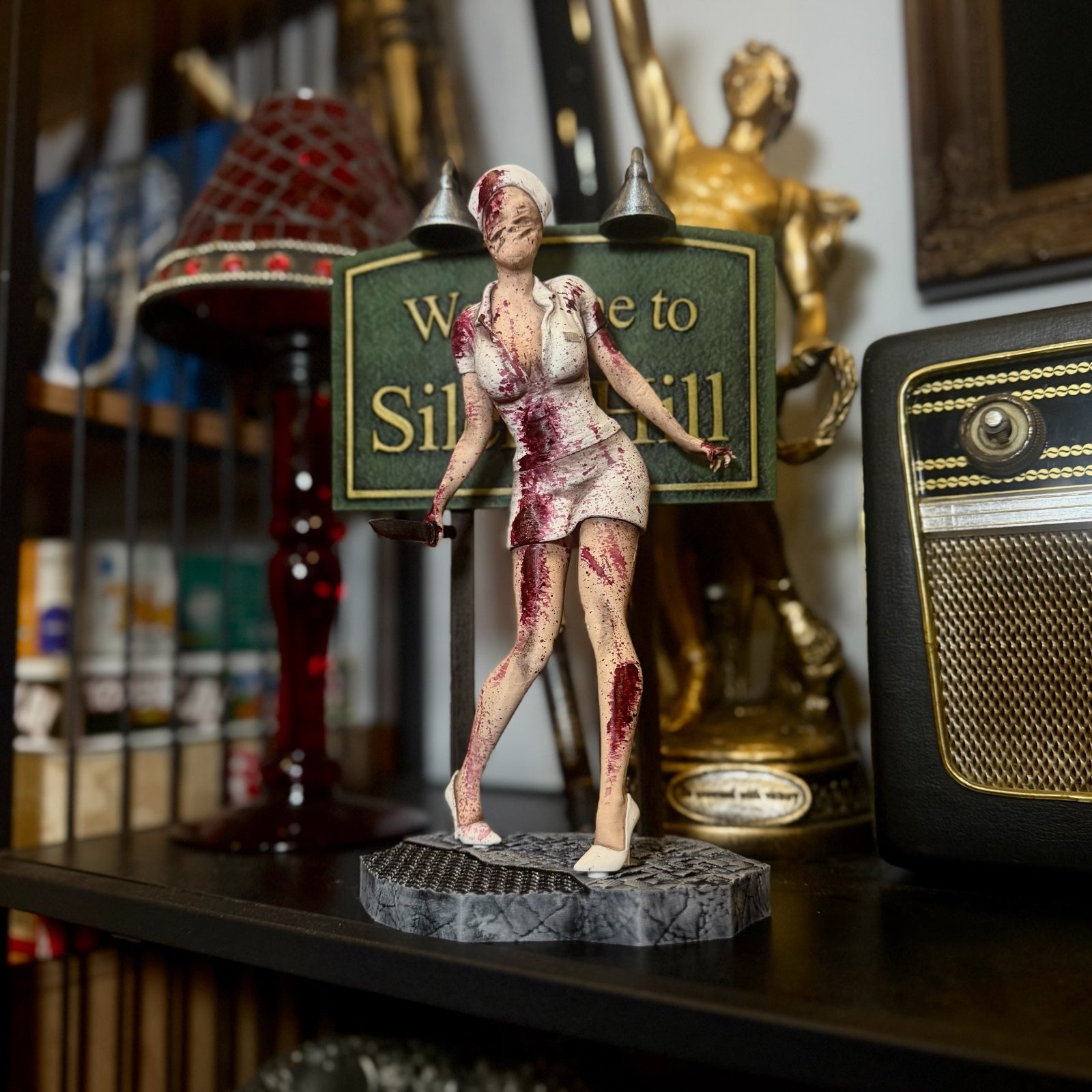 Silent Hill Nurse Statue: Horror Video Game Decor