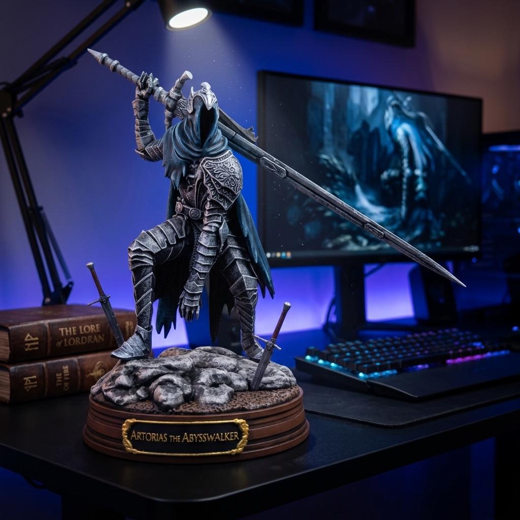 Artorias the Abysswalker Statue | Dark Souls Figure | 3D Printed Hand-Painted PLA Collectible | Soulsborne Gamer Desk Decor